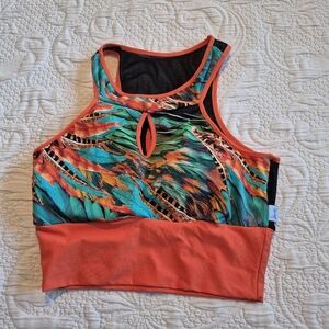 Fino Corpo women's small bright color swim top EUC removable padding